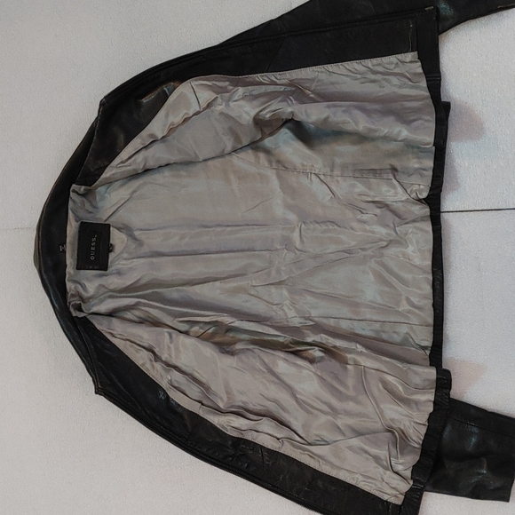 Guess Black Leather Jacket, Womens size Large - Picture 7 of 12